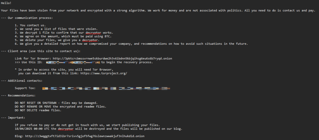 Dragonforce Ransom note