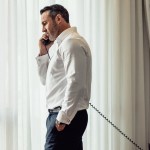 Businessman making call