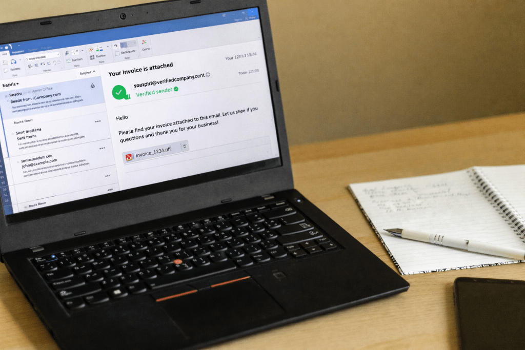 Email on a laptop