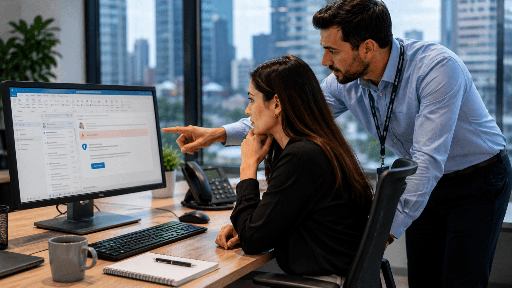 Team reviewing suspicious email