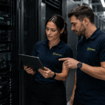 Engineers reviewing infrastructure
