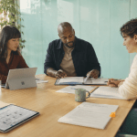 Colleagues reviewing assets
