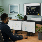 Cyber security response office with workers