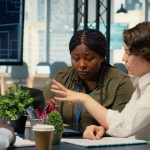 AI company software developers discussing tech roadmap